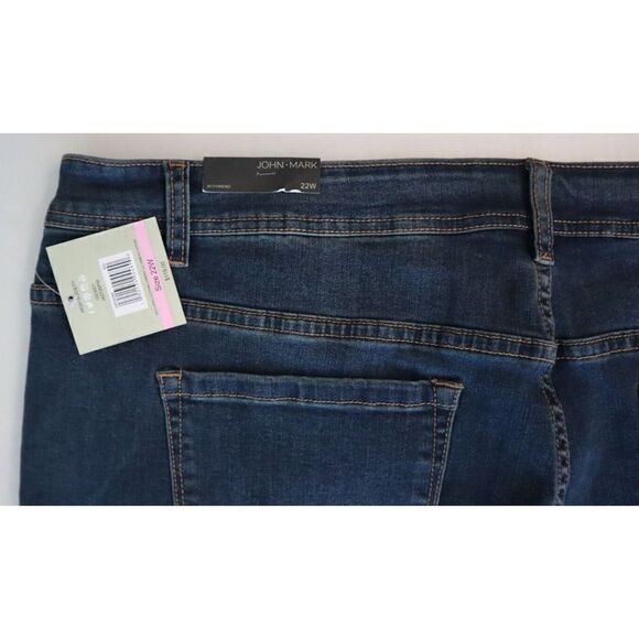 John Mark Women's Plus Sz 22W Dark Blue Frayed Hem Denim Boyfriend Jeans $119 - Picture 5 of 11